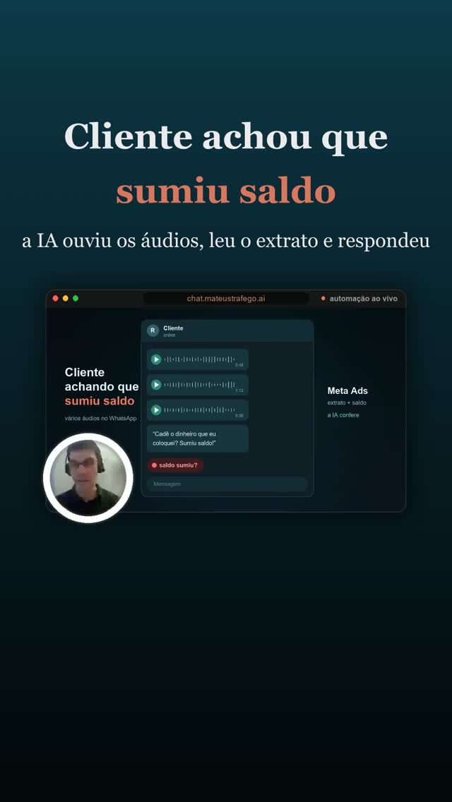 Cliente achou que sumiu saldo — a IA ouviu os áudios e respondeu